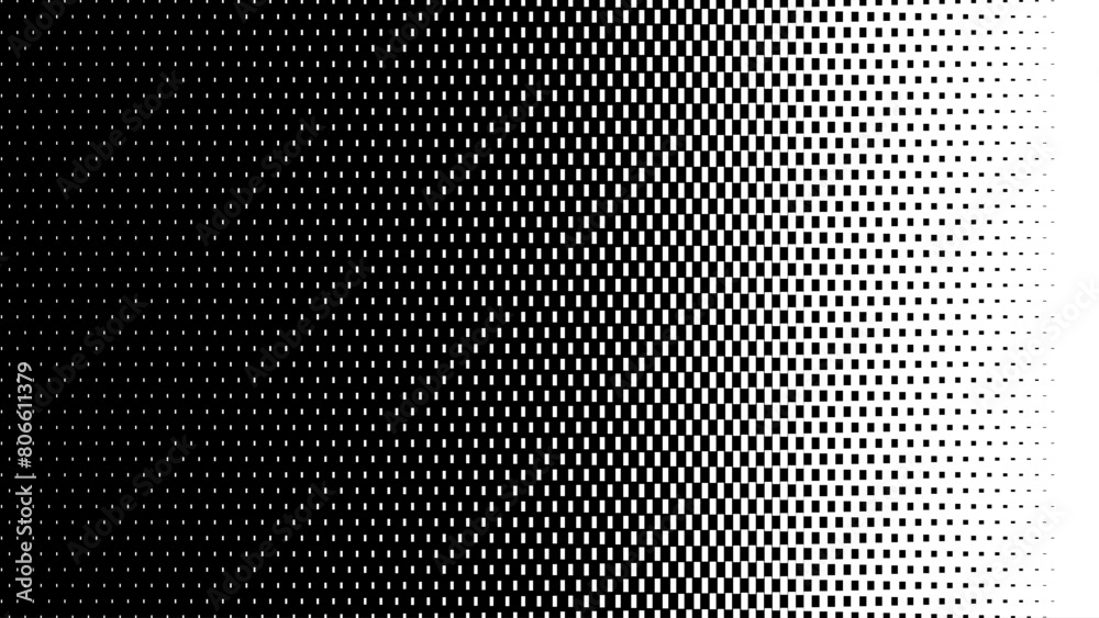 Aufkleber Halftone Square Pixels Pattern. Faded Shade Background. Grid Gradation BG. Black Screentone Diffuse Background. Overlay Texture. Abstract Patern for Design Comic Prints. Vector Illustration.