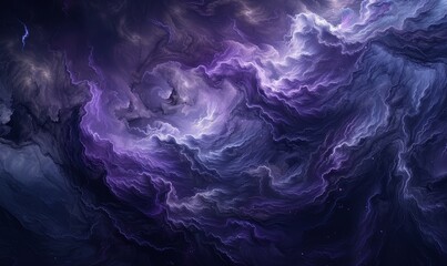 Obraz premium Fluid abstract visuals in a dark palette, with subtle movements of charcoal, deep purple, and dark blue, evoking the feeling of night skies and shadowy waters