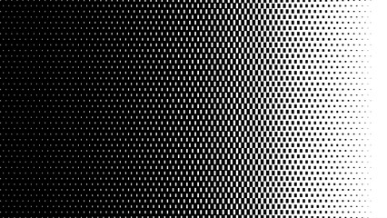 Halftone Square Pixels Pattern. Faded Shade Background. Grid Gradation BG. Black Screentone Diffuse Background. Overlay Texture. Abstract Patern for Design Comic Prints. Vector Illustration.