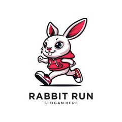 rabbit run logo design vector illustration