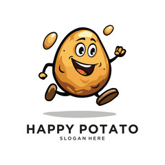 potato run character logo design vector illustration