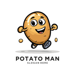 potato run character logo design vector illustration