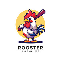 rooster with tennis logo design vector illustration