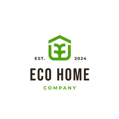 Eco house tree branch icon symbol logo template