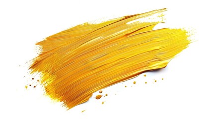 Vivid Yellow Paint Stroke on White Background