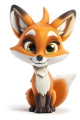 3D Cute Fox Mascot Character