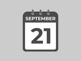 September  21 calendar reminder. 21 September  daily calendar icon template. Calendar 21 September  icon Design template. Vector illustration
