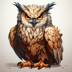 Watercolor Griffin owl, clipart Illustration, Generative Ai