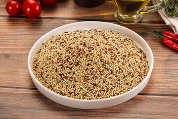 Raw dry quinoa seeds cereal