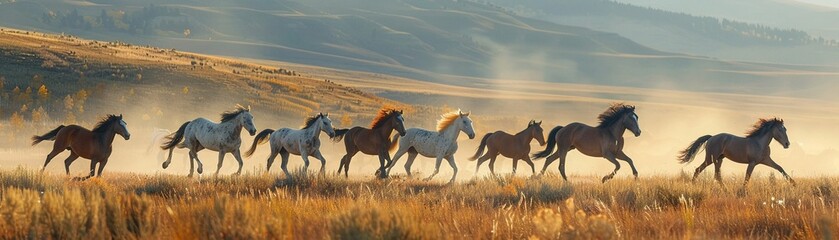 Crest of wild horses, thundering across the plains, an anthem to the raw beauty of nature
