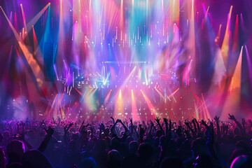 crowd of people dancing at concert	