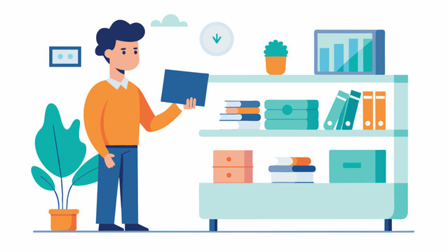 The finished product displayed proudly on a shelf as its new owner admires their handiwork. Vector illustration