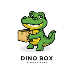 dinosaur hanging box logo design vector illustration