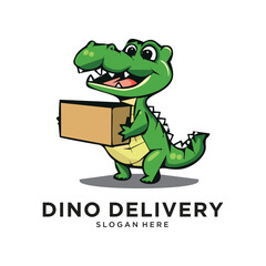 dinosaur hanging box logo design vector illustration