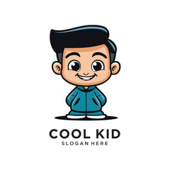 cool kid smile logo design vector illustration
