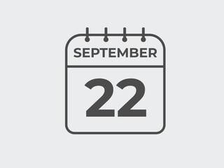 September  22 calendar reminder. 22 September  daily calendar icon template. Calendar 22 September  icon Design template. Vector illustration
