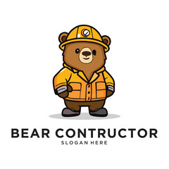bear constructor logo design vector illustration