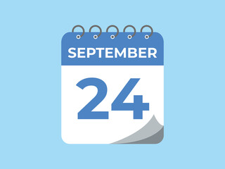 September  24 calendar reminder. 24 September  daily calendar icon template. Calendar 24 September  icon Design template. Vector illustration
