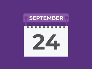 September  24 calendar reminder. 24 September  daily calendar icon template. Calendar 24 September  icon Design template. Vector illustration
