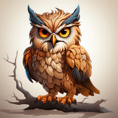 Obraz premium Watercolor Griffin owl, clipart Illustration, Generative Ai