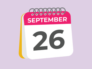 September  26 calendar reminder. 26 September  daily calendar icon template. Calendar 26 September  icon Design template. Vector illustration
