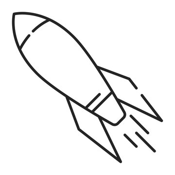 recommend clip art: Rocket line icon vector isolated. Military concept, powerful and destructive weapon. Nuclear rocket.