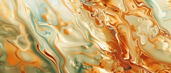 An abstract painting with a marbled texture and a blend of light orange