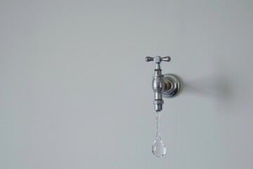 Dripping water tap on a clean background