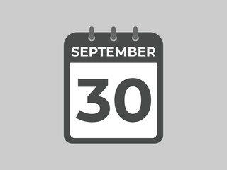September  30 calendar reminder. 30 September  daily calendar icon template. Calendar 30 September  icon Design template. Vector illustration
