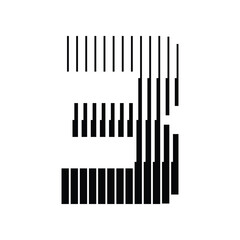 Number 3 with Abstract Line Pattern