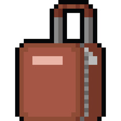 Pixel art cartoon luggage icon