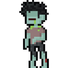 Pixel art cartoon male zombie character 2