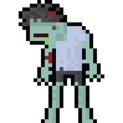 Pixel art cartoon male zombie character 3