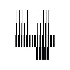 Number 4 with Abstract Line Pattern