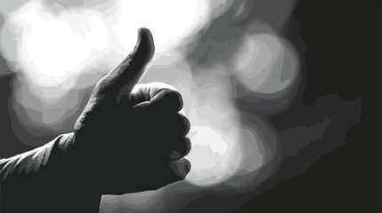 Monochrome blurred silhouette of left hand thumb up vector