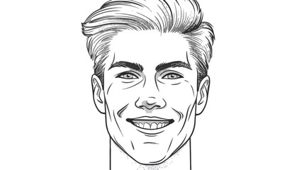 Monochrome contour of smiling man face with short 