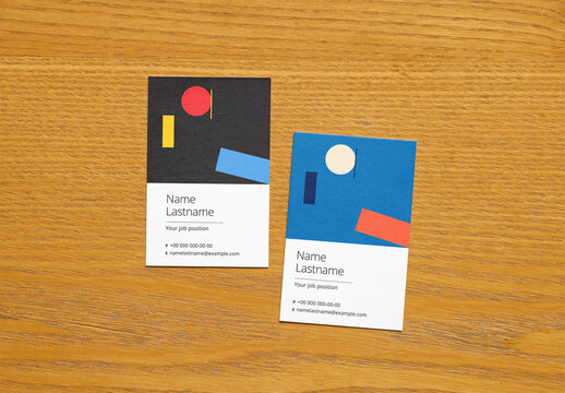 Mockup of customizable EU business cards side by side