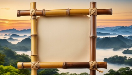 Empty bamboo frame with a white mat