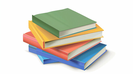 copy space, vector illustration, colored books isolated on white background. Group of books in different colors, back to school theme. Education theme.