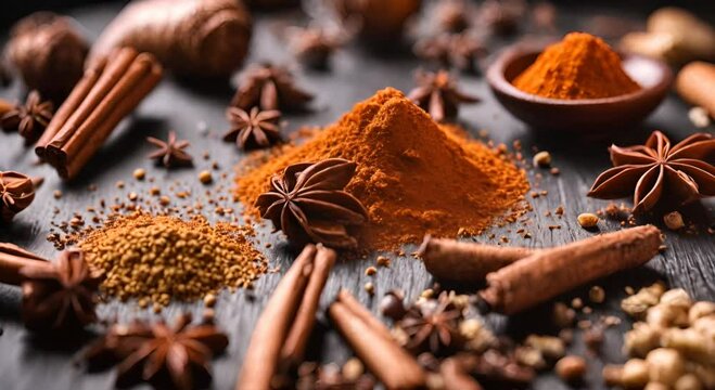 A variety of spices for adding flavor to food