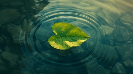 水面に浮かぶ一枚の葉16