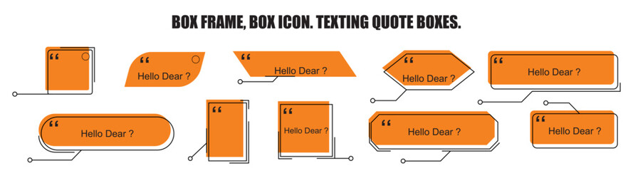 Quote box frame, big set. Set of callouts titles template. Quote box icon. Texting quote boxes. Blank template quote text info design boxes quotation bubble blog quotes.