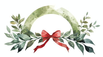 Olive arch in green color and red ribbon on bottom 