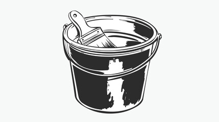 Paint bucket icon in black contour Vector illustration