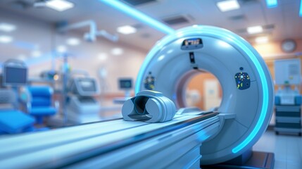 Cutting-edge mri and ct scan machine in operation at a futuristic hospital setting