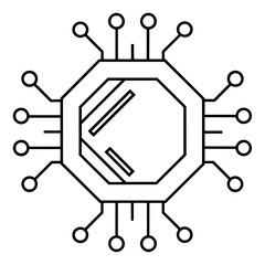 A hexa-shaped microchip of an electronic circuit vector design.