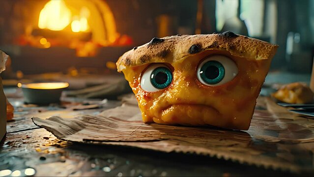 Angry pizza. Created with generative AI.