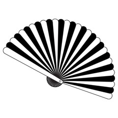 bamboo hand fan outline vector illustration