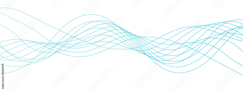 Poster Abstract colorful glowing frequency sound wave technology curve lines background. Geometric Technology, data frequency gradient lines on transparent background. Used for science, business, template, 