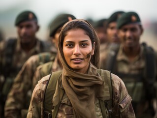 Fototapeta premium female soldier in military uniform